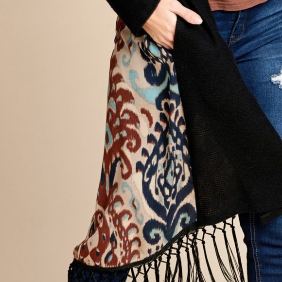 PLUS Size, Solid brushed waffle knit cardigan Duster by Oddi, NWT - Picture 3 of 5